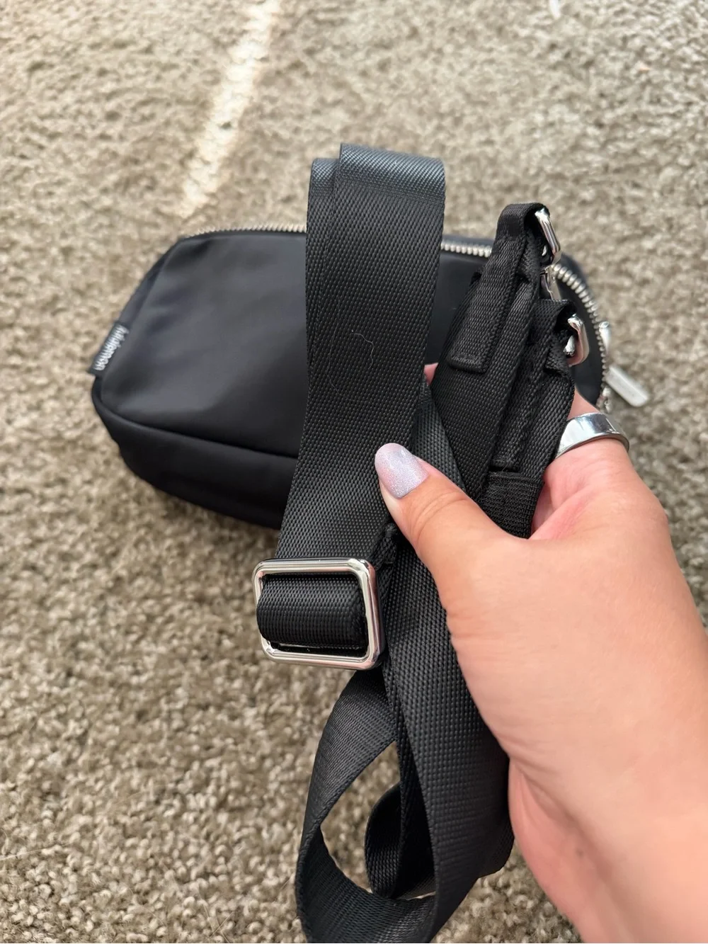 lululemon athletica Black Crossbody Bag with Silver Hardware